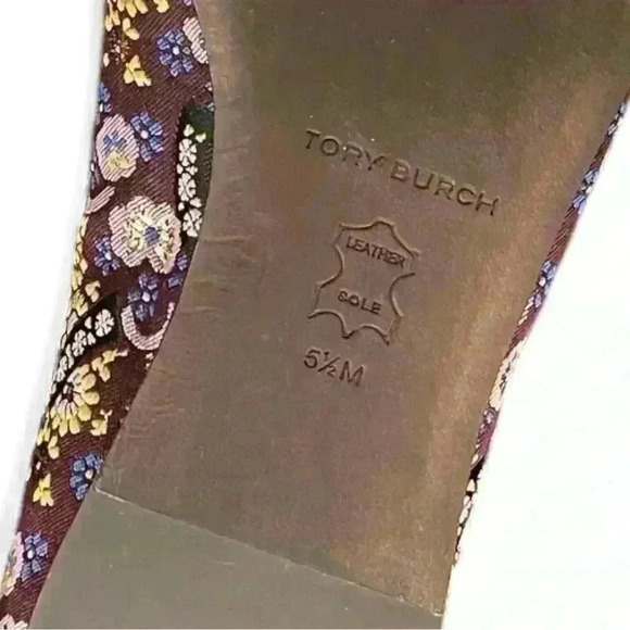 Tory Burch Smoking Slipper Loafer, Size 5-1/2, Jacquard Gold Leather Trim - Picture 6 of 6